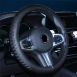 Black Stitched Steering Wheel Cover - Image 3