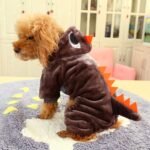 Charming Dinosaur-Themed Fleece Jumpsuit for Dogs, Warm Winter Apparel for Small Breeds - Image 6