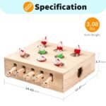 Interactive Solid Wood Whack-a-Mole Cat Toy with Natural Wood Finish - Image 3