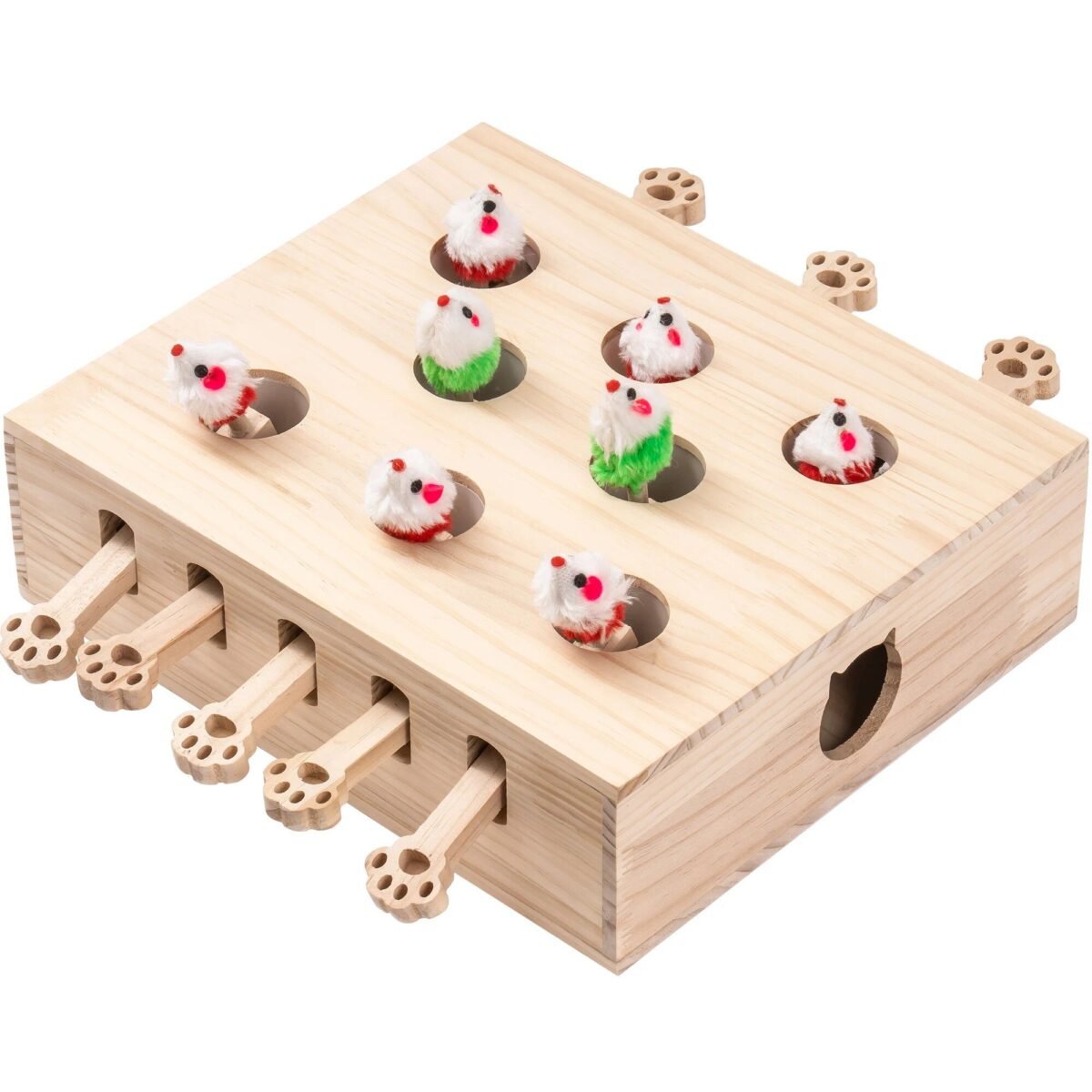 17430-b34392.jpg Interactive Solid Wood Whack-a-Mole Cat Toy with Natural Wood Finish - Image 2