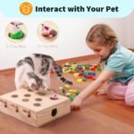 Interactive Solid Wood Whack-a-Mole Cat Toy with Natural Wood Finish - Image 7