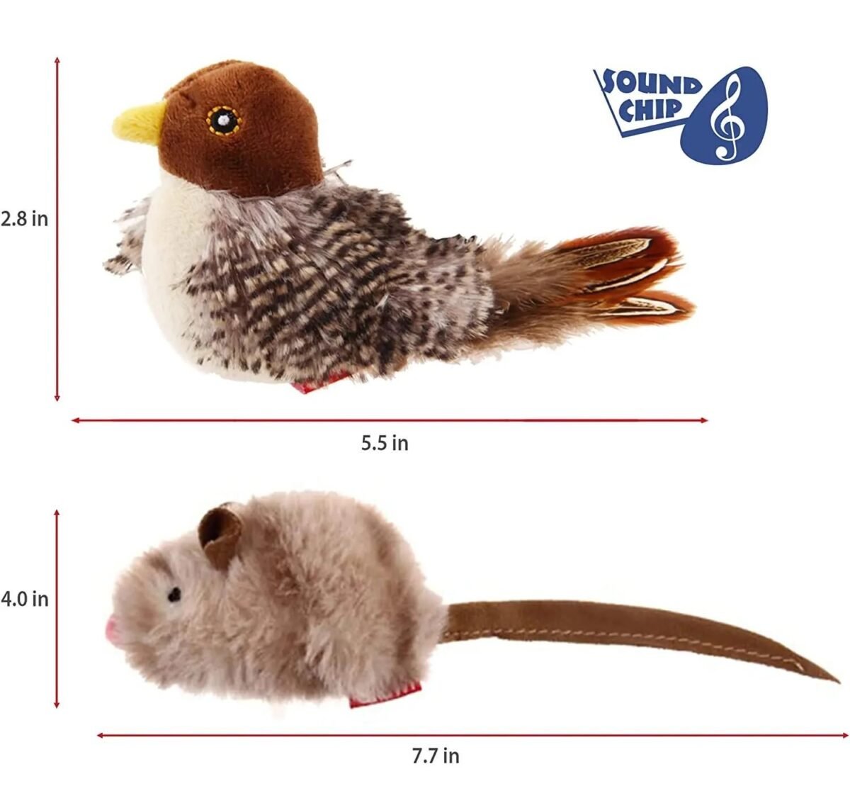 Interactive Cat Toy Set: Chirping Bird & Squeaking Mouse with Realistic Sounds and Feather Design - Image 6