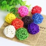 Multicolor Rattan Ball Chewing Toy for Birds and Small Pets - 10pcs Set