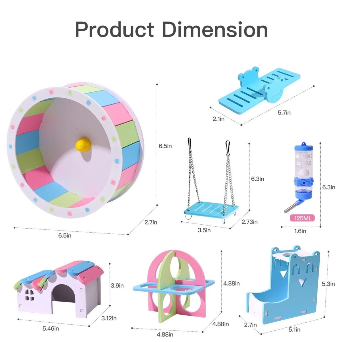 19444-1382e8.jpg 7-Pack Hamster Exercise Wheel & Accessories Set - Image 3