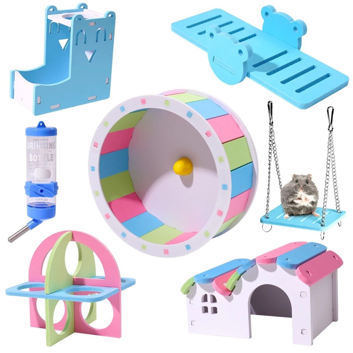 19444-e8268a.jpg 7-Pack Hamster Exercise Wheel & Accessories Set - Image 2