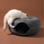 Multi-Functional Donut Cat Bed & Interactive Tunnel - Cozy Felt Indoor Pet Playhouse - Image 5