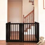 Elegant Espresso Hardwood Freestanding Pet Gate with Walk-Through Door - Image 3