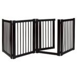 Elegant Espresso Hardwood Freestanding Pet Gate with Walk-Through Door - Image 4