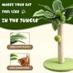 Green Leafy Cat Scratching Post with Sisal Rope and Playful Balls - Image 2