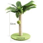 Green Leafy Cat Scratching Post with Sisal Rope and Playful Balls - Image 8