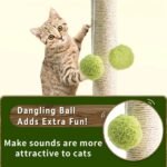 Green Leafy Cat Scratching Post with Sisal Rope and Playful Balls - Image 5