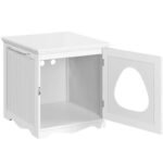 Elegant White Enclosed Cat Litter Box Furniture - Image 7