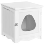 Elegant White Enclosed Cat Litter Box Furniture - Image 2