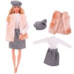 Stylish 4-Piece Doll Outfit Set: Fur Vest, Coat & Dresses - Perfect for 11.5" to 12" Fashion Dolls - Image 3