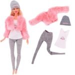 Stylish 4-Piece Doll Outfit Set: Fur Vest, Coat & Dresses - Perfect for 11.5" to 12" Fashion Dolls - Image 4