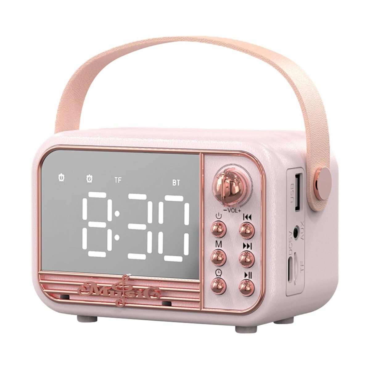 Retro-Style Portable HiFi Wireless Speaker with Alarm Clock and Stereo Sound - Image 3