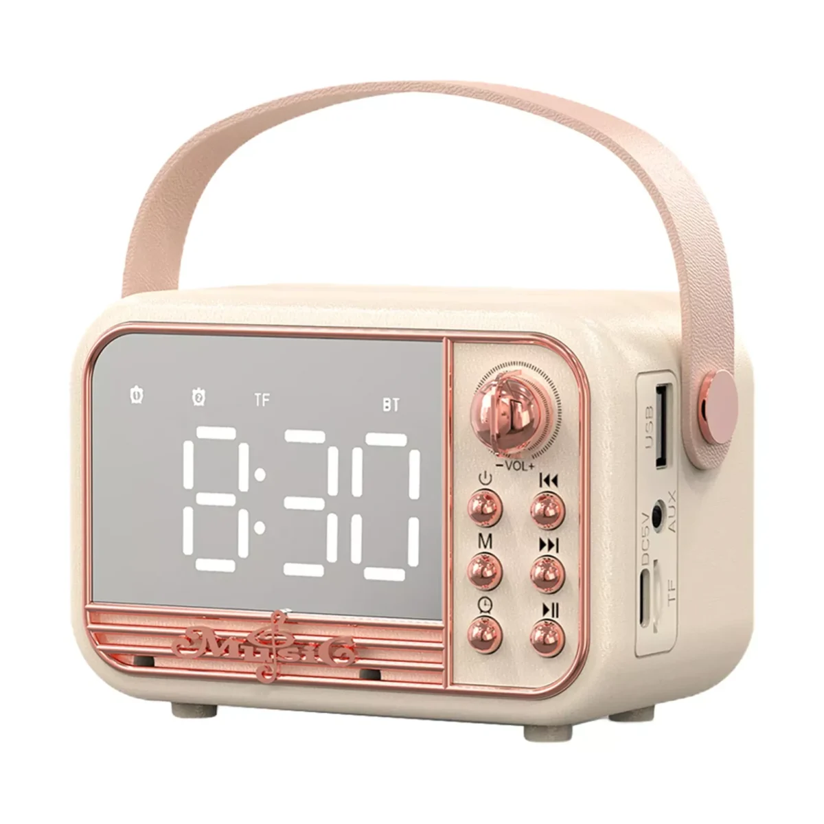Retro-Style Portable HiFi Wireless Speaker with Alarm Clock and Stereo Sound - Image 1