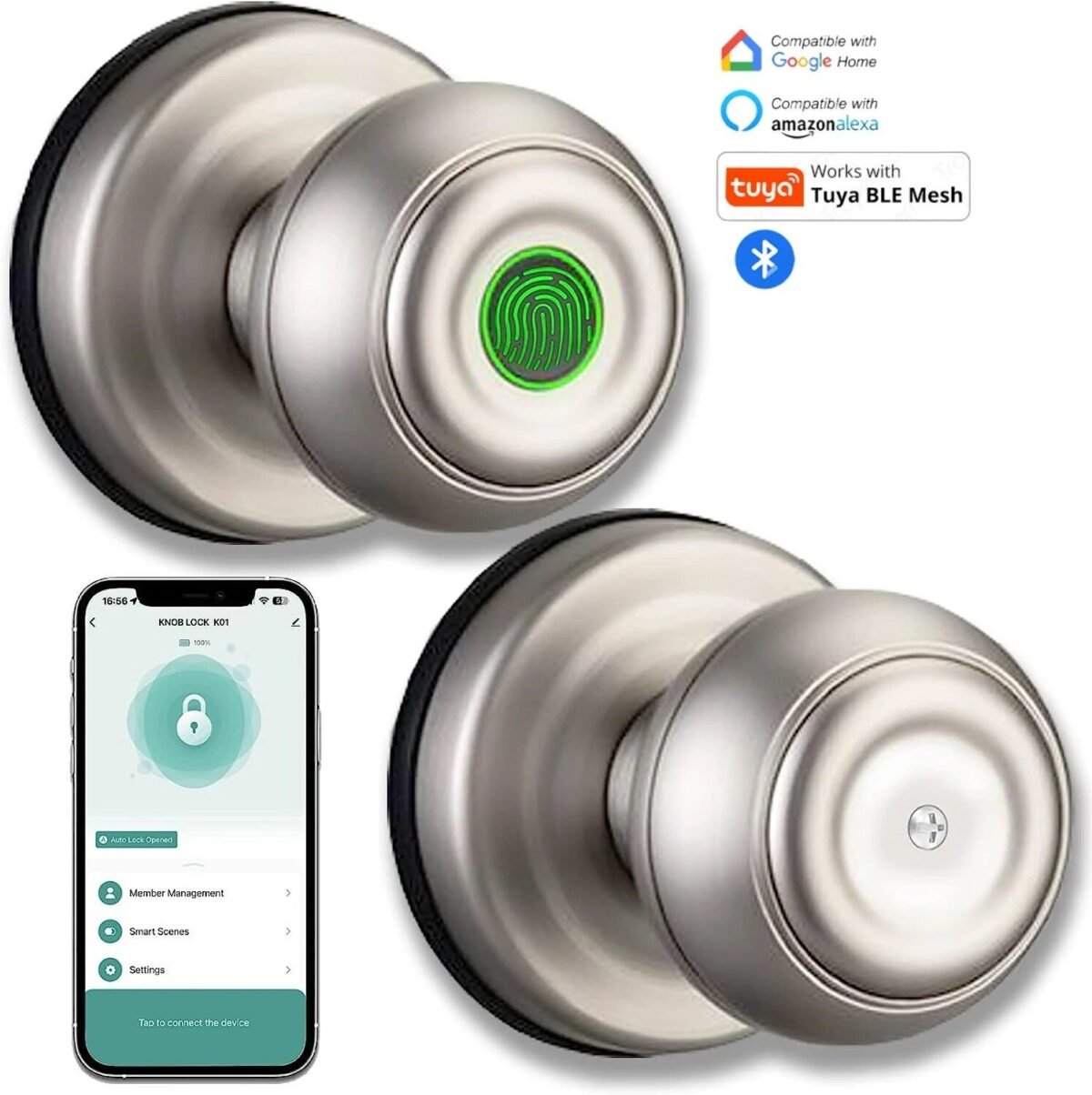 Bluetooth Smart Door Knob with Fingerprint & Keyless Entry - Image 7