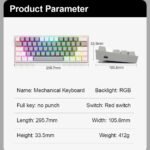 61-Key RGB Mini Mechanical Gaming Wired Keyboard with Detachable Cable - Image 7