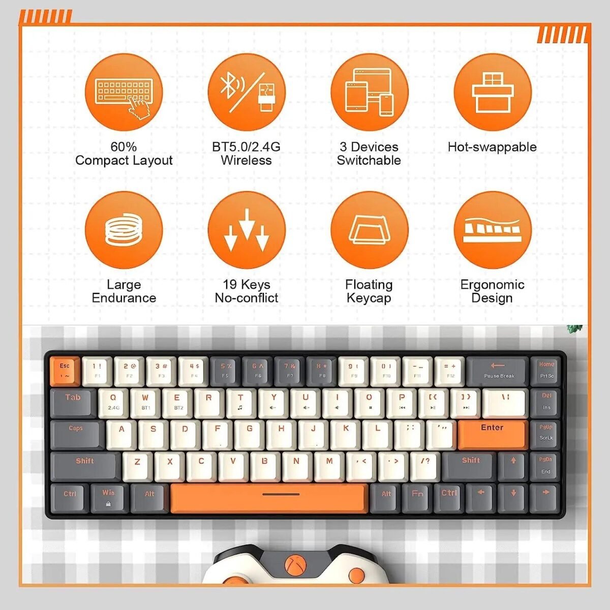 60% Dual Mode Bluetooth & 2.4Ghz Wireless Mechanical Keyboard - Image 5