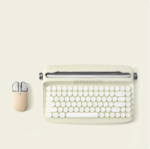 Retro Steampunk Wireless Keyboard and Mouse Combo - Bluetooth Mechanical Typewriter Keyboard for Home Office