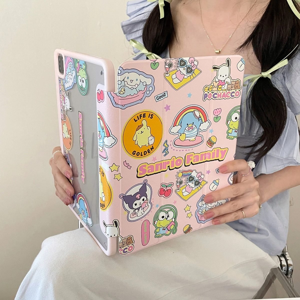 Chic Hello Kitty Kuromi iPad Case with Pen Slot - Image 3
