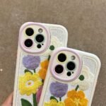 Colorful Embroidery Flower Winter Phone Case for iPhone Series – Soft, Warm & Shockproof - Image 5