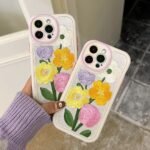 Colorful Embroidery Flower Winter Phone Case for iPhone Series – Soft, Warm & Shockproof - Image 3