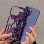 3D Skull Luxury Silicone Phone Case for iPhone Models - Shockproof with Mirror Film - Image 3