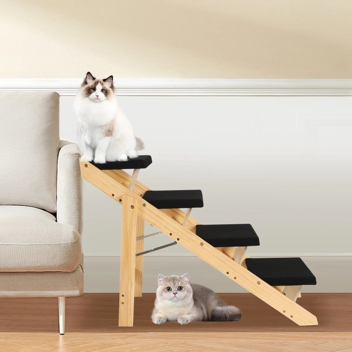 31443-5049eb.jpg Multi-Purpose Wooden Pet Stairs & Ramp - 4-Level Design for Cats and Dogs - Image 1