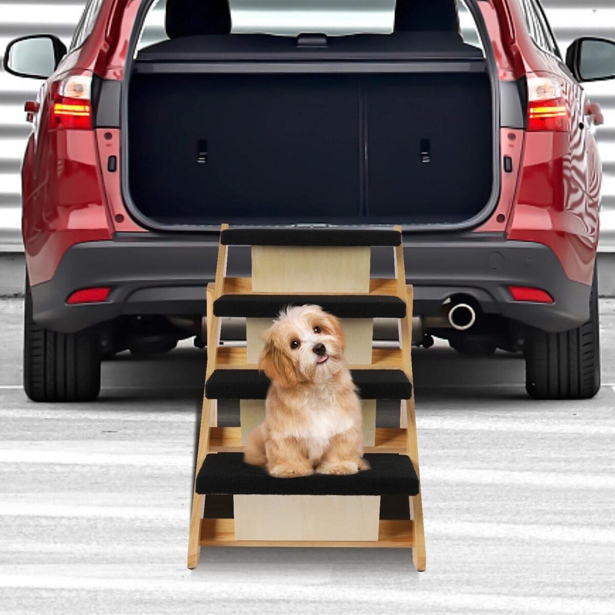 Multi-Purpose Wooden Pet Stairs & Ramp - 4-Level Design for Cats and Dogs - Image 5