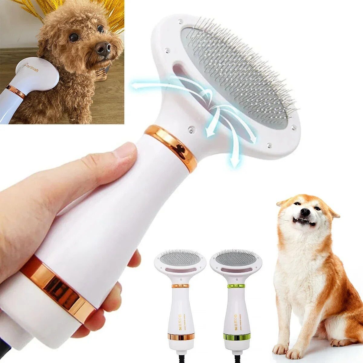 Hair Dryer and Comb Brush Portable Dog Hair Blower Adjustable Temperature Low Noise Pet Grooming Hair Dryer Puppy Fur Blower 1 31502 80aeac