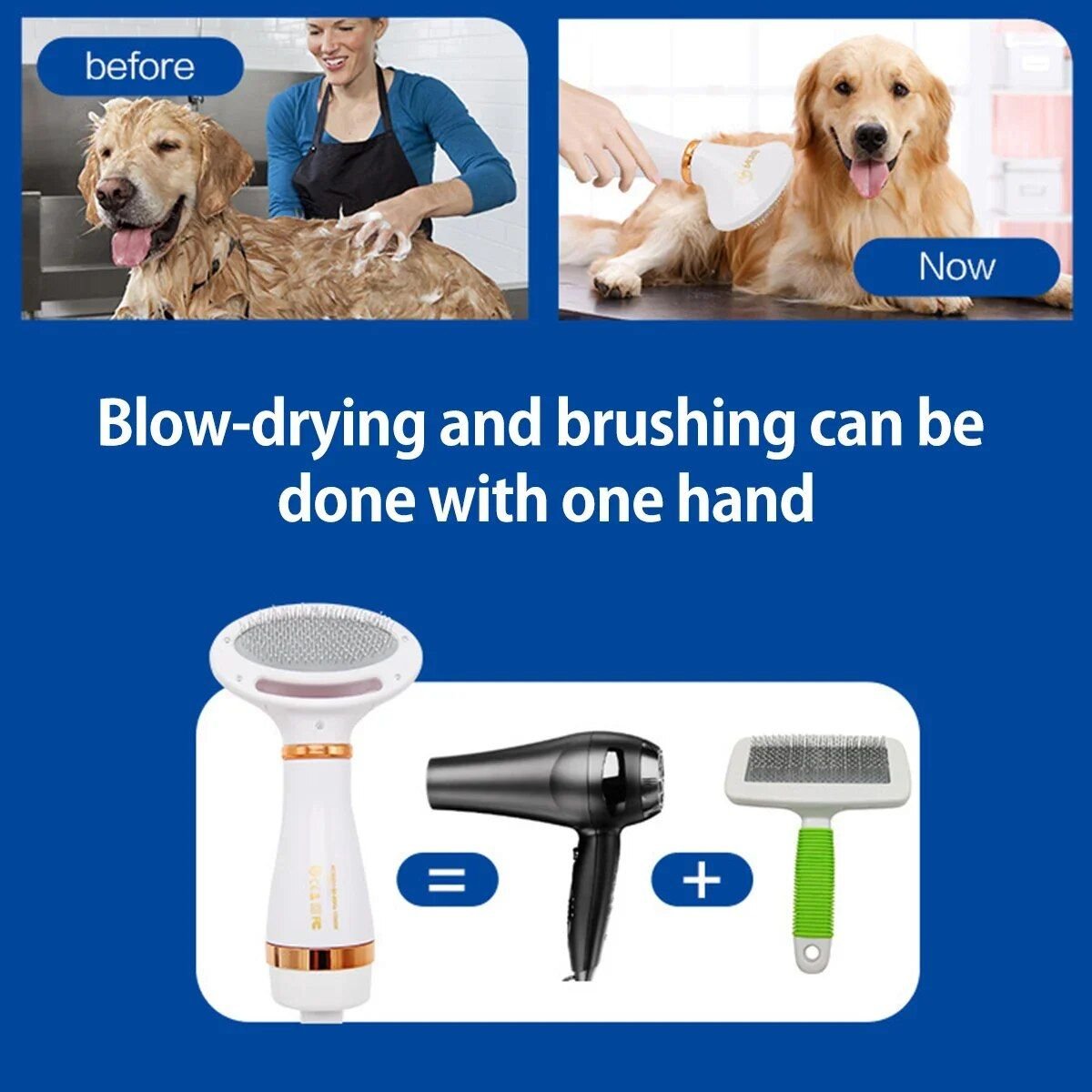 Hair Dryer and Comb Brush Portable Dog Hair Blower Adjustable Temperature Low Noise Pet Grooming Hair Dryer Puppy Fur Blower 7 31502 b4418c