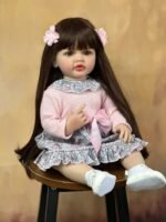 Lifelike Long-Hair Princess Reborn Baby Doll, 22-Inch Full Silicone Body, Realistic Toddler Gift - Image 2