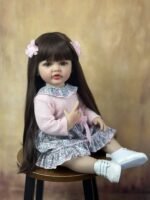 Lifelike Long-Hair Princess Reborn Baby Doll, 22-Inch Full Silicone Body, Realistic Toddler Gift - Image 3