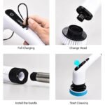 7-in-1 Cordless Electric Spin Scrubber with Extendable Handle - Perfect for Wall, Window, Tub & Tile Cleaning - Image 7