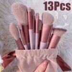 Deluxe 13-Piece Makeup Brush Set - Soft Synthetic Brushes for Foundation, Eye Shadow & Blush with Elegant Carry Bag - Image 2