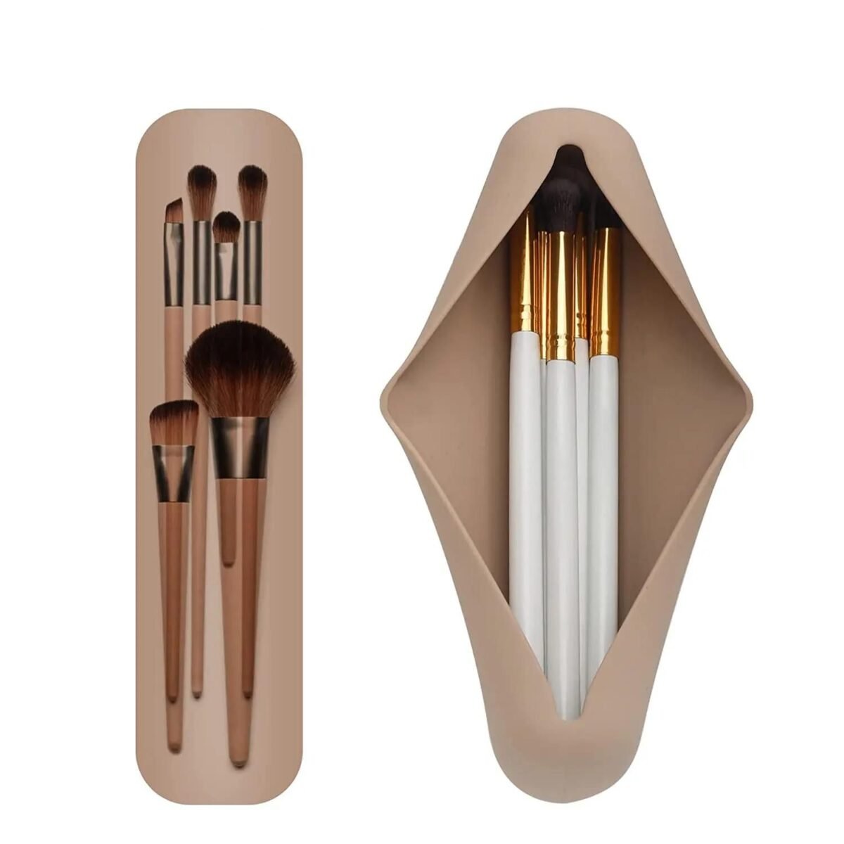 Sleek Silicone Makeup Brush Organizer - Compact Travel Pouch for Cosmetics - Image 4