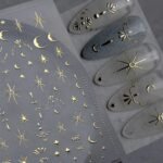 Sun, Moon, and Stars 3D Gold Bronzing Nail Art Stickers - Image 2