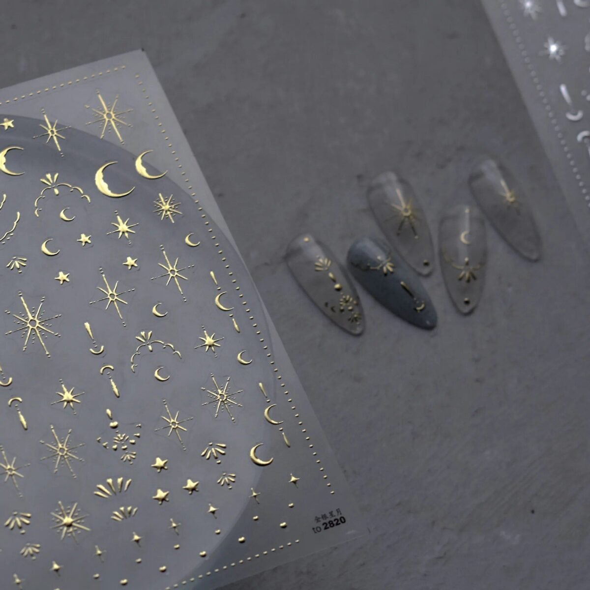 Sun, Moon, and Stars 3D Gold Bronzing Nail Art Stickers - Image 3