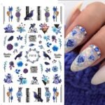 3D Autumn Nail Art Stickers - Gold Leaf, Cotton Flowers, & Geometric Designs - Image 3