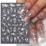 3D Autumn Nail Art Stickers - Gold Leaf, Cotton Flowers, & Geometric Designs - Image 2