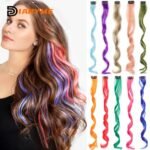 Colorful Ombre Curly Clip-in Hair Extensions for Vibrant Party Looks - Image 2