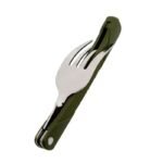Stainless Steel Folding Cutlery Set with Canvas Bag - Ideal for Camping and Outdoor Adventures - Image 5