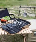 Stainless Steel 8-Piece Camping Kitchenware Set with Cutlery and Storage Kit - Image 3