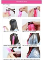 Rainbow Ombre Synthetic Clip-On Hair Extensions - 20" Colorful Hair Strands for Festivals and Daily Wear - Image 6