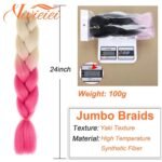 24 Inch Ombre Jumbo Braiding Hair - Synthetic, Colorful Hair Extensions for DIY Braids - Image 3