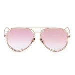 Rose Gold Aviator Sunglasses with Mirror Alloy Frame - Image 3