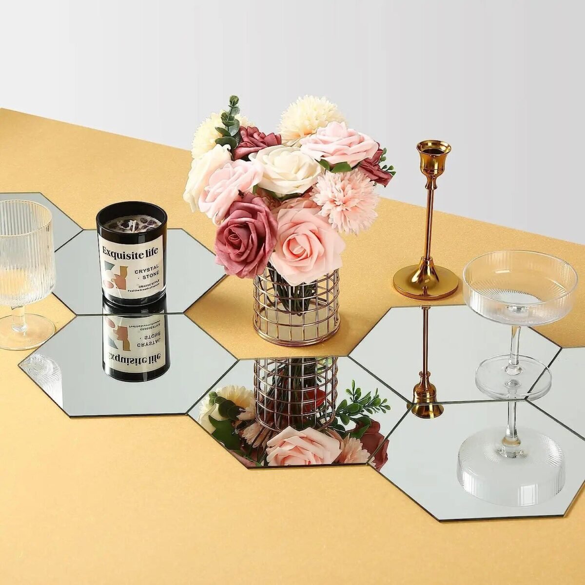 38611-e1508b.jpg Hexagon 3D Mirror Wall Stickers - Image 1