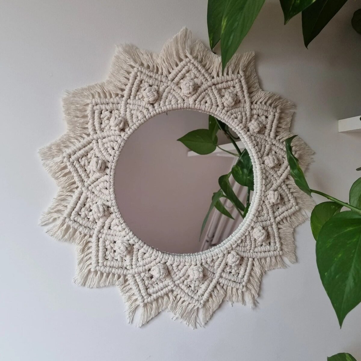 Bohemian Chic Round Macrame Wall Mirror - Image 4